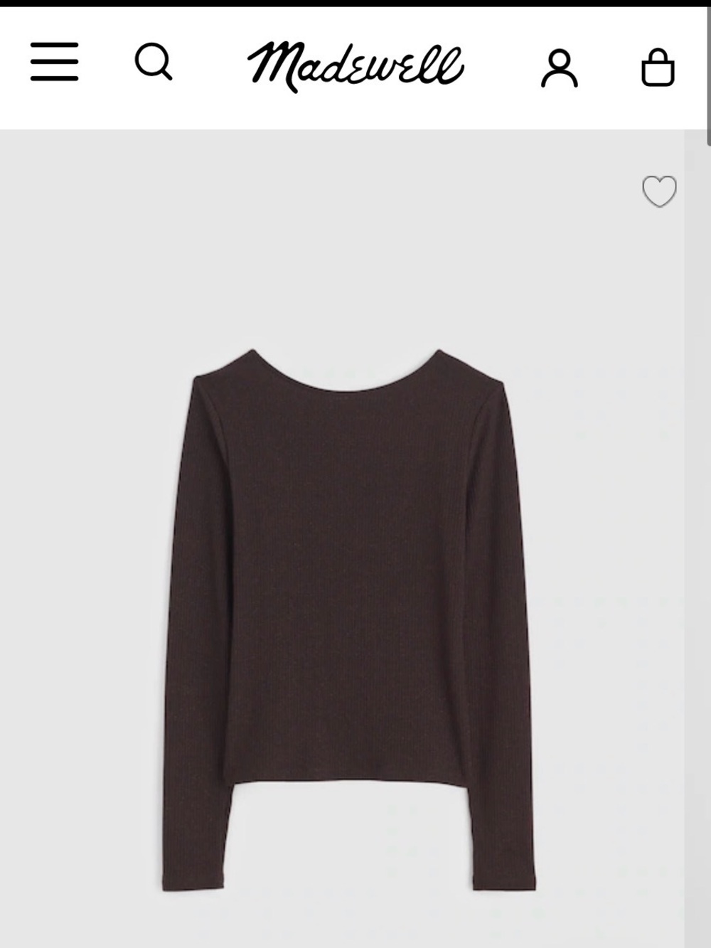 Madewell Sparkle scoop back Long-Sleeve Crew Top - Brown